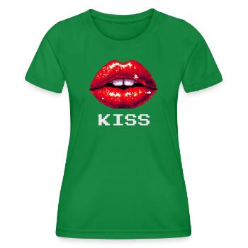 Rote Lippen, Kuss - Frauen Funktions-T-Shirt - Kelly Green - Vorne - AI Model Female 172 dark (172cm)