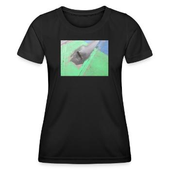 CSD Berlin (gespiegelte Siegessäule in der Pfütze) - Frauen Funktions-T-Shirt - Schwarz - Vorne - AI Model Female 172 light (172cm)