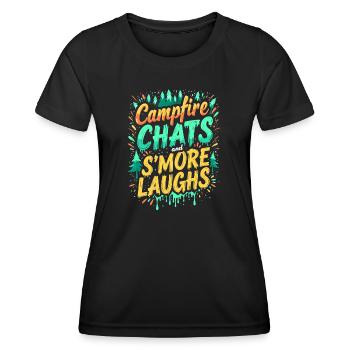 CAMPFIRE CHATS AND S’MORE LAUGHS - Women's Functional T-Shirt - black - Front - AI Model Female 172 light (172cm)