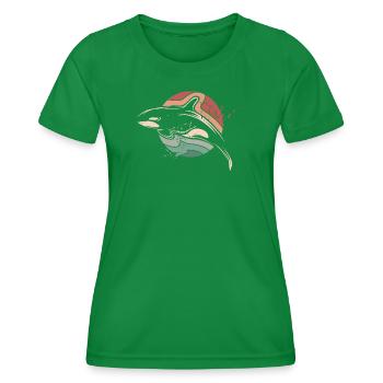 Orque rétro mer mer vintage poisson soleil lune - T-shirt sport Femme - vert - Devant - AI Model Female 172 dark (172cm)