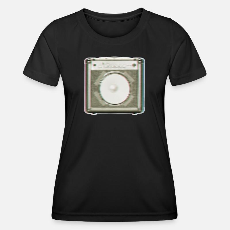 Glitch Retro Speaker Neon - Women's Functional T-Shirt - black