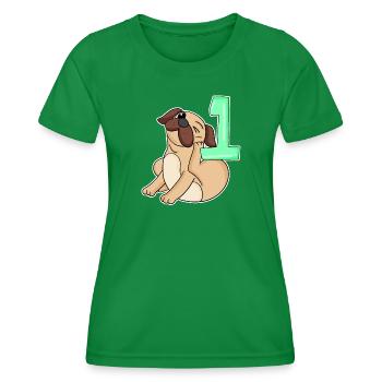 Zahl 1 Nummer Eins - Mops Hund Motiv - Frauen Funktions-T-Shirt - Kelly Green - Vorne - AI Model Female 172 dark (172cm)