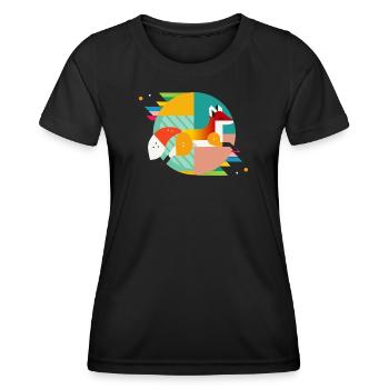 Fuchs Motiv – Modernes Design & Naturverbundenheit - Frauen Funktions-T-Shirt - Schwarz - Vorne - AI Model Female 172 light (172cm)
