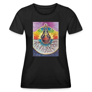 Spiritual meditation tree with chakras - Women's Functional T-Shirt - black - Front - AI Model Female 172 light (172cm)