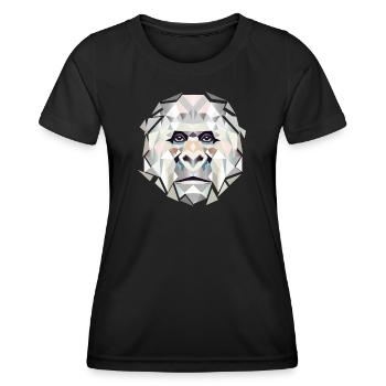 Le pouvoir du gorille dans les facettes géométriques – L’art moderne - T-shirt sport Femme - noir - Devant - AI Model Female 172 light (172cm)