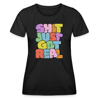 Helles buntes Slang-Typografie-Design - Frauen Funktions-T-Shirt - Schwarz - Vorne - AI Model Female 172 light (172cm)