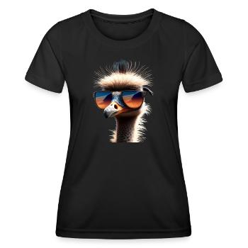 Oiseau d’autruche Autruche Grand Bouquets d’émeu Ratite - T-shirt sport Femme - noir - Devant - AI Model Female 172 light (172cm)