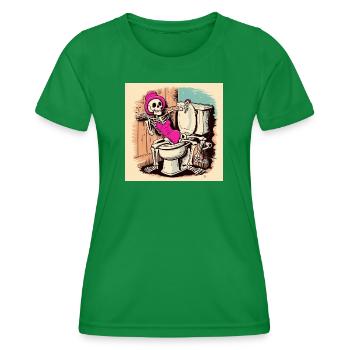 Skeleton in bathroom with swimsuit - Women's Functional T-Shirt - kelly green - Front - AI Model Female 172 dark (172cm)