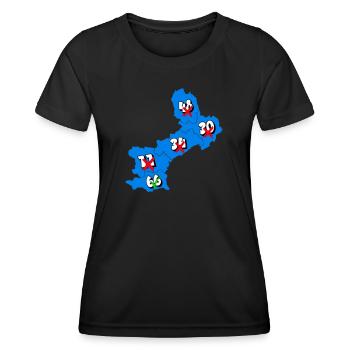 Région Languedoc roussillon - T-shirt sport Femme - noir - Devant - AI Model Female 172 light (172cm)