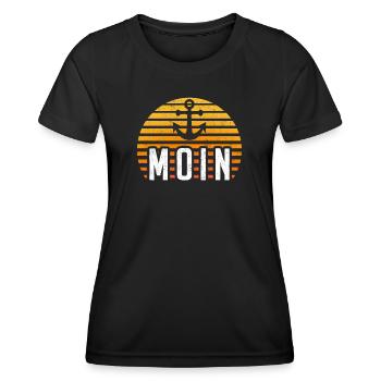 Moin Hamburg Anker Hamburger Hafen Fan Stadt HH - Frauen Funktions-T-Shirt - Schwarz - Vorne - AI Model Female 172 light (172cm)