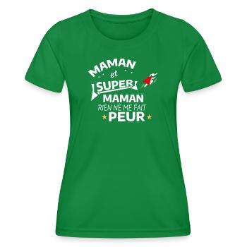 Maman Super Héroïne Édition  - T-shirt sport Femme - vert - Devant - AI Model Female 172 dark (172cm)