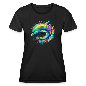Delfin - Frauen Funktions-T-Shirt - Schwarz - Vorne - AI Model Female 172 light (172cm)
