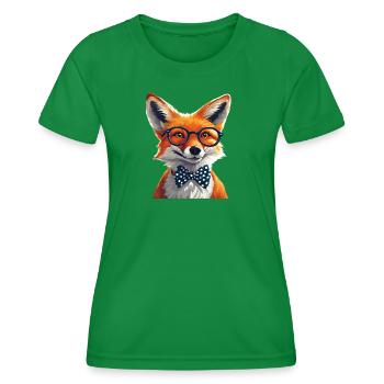 Eleganter Fuchs mit Brille und Fliege - Frauen Funktions-T-Shirt - Kelly Green - Vorne - AI Model Female 172 dark (172cm)