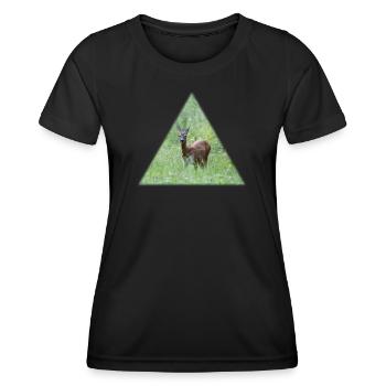Deer in the tall grass - Women's Functional T-Shirt - black - Front - AI Model Female 172 light (172cm)