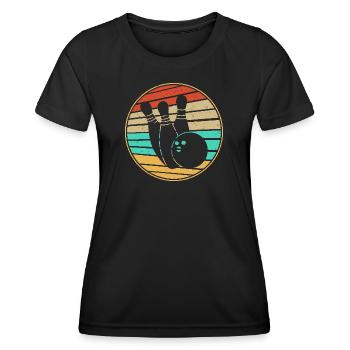 Bowling Retro - Frauen Funktions-T-Shirt - Schwarz - Vorne - AI Model Female 172 light (172cm)
