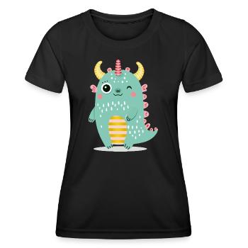 Niedliches Monster mit bunten Hörnern - Frauen Funktions-T-Shirt - Schwarz - Vorne - AI Model Female 172 light (172cm)