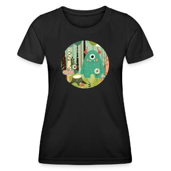 Niedliches Monster im zauberhaften Wald - Frauen Funktions-T-Shirt - Schwarz - Vorne - AI Model Female 172 light (172cm)