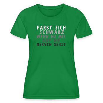 Färbt sich Schwarz Nerven Arbeitskollege Lustig - Frauen Funktions-T-Shirt - Kelly Green - Vorne - AI Model Female 172 dark (172cm)