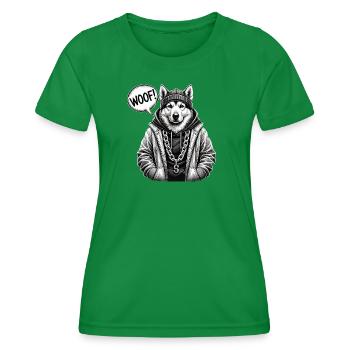 Wolfshund Streetwear Hoodie - Frauen Funktions-T-Shirt - Kelly Green - Vorne - AI Model Female 172 dark (172cm)