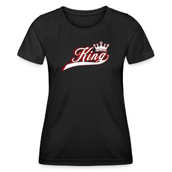 King Queen couple crown - Women's Functional T-Shirt - black - Front - AI Model Female 172 light (172cm)