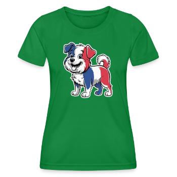 Chien aux couleurs du drapeau français 2026 - T-shirt sport Femme - vert - Devant - AI Model Female 172 dark (172cm)