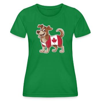 Dog in the colours of the Canadian flag 2026 - Women's Functional T-Shirt - kelly green - Front - AI Model Female 172 dark (172cm)