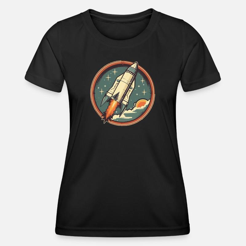 Fusée Rétro - Fusée Spatiale - T-shirt sport Femme - noir