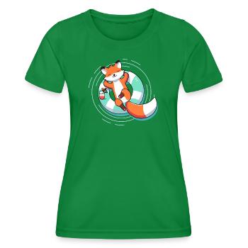 Entspannter Fuchs im Pool – Sommer & Leichtigkeit - Frauen Funktions-T-Shirt - Kelly Green - Vorne - AI Model Female 172 dark (172cm)