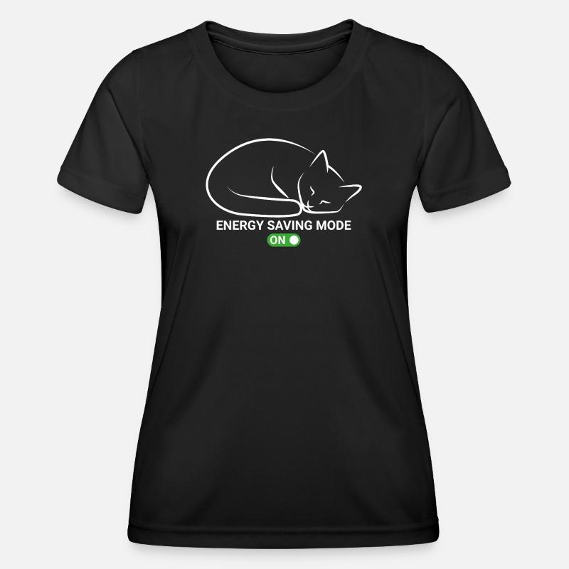 Cat in power saving mode - Women's Functional T-Shirt - black