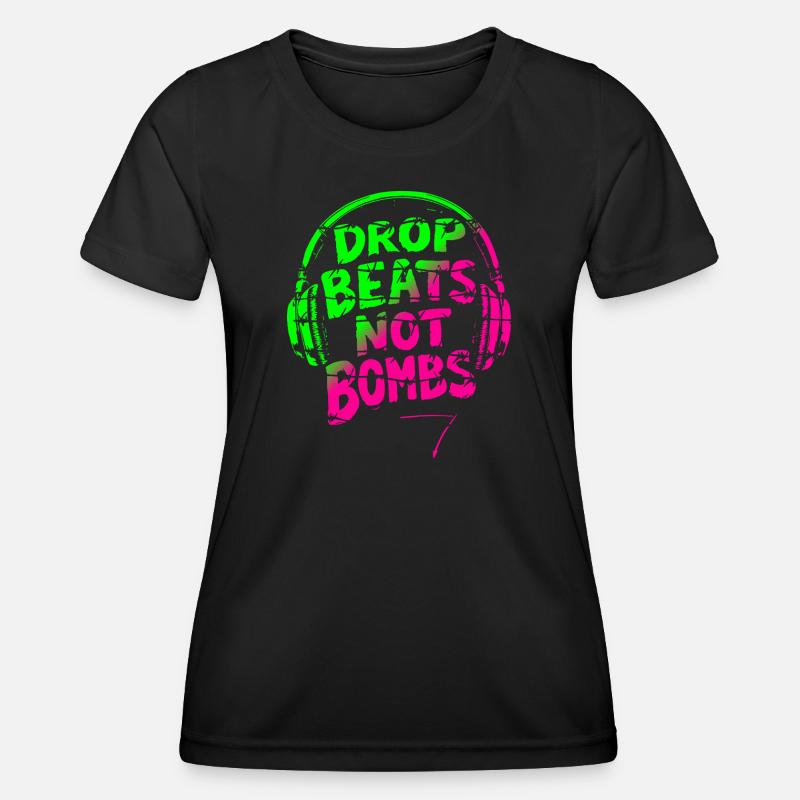 Drop Beats Not Bombs green pink - Women's Functional T-Shirt - black