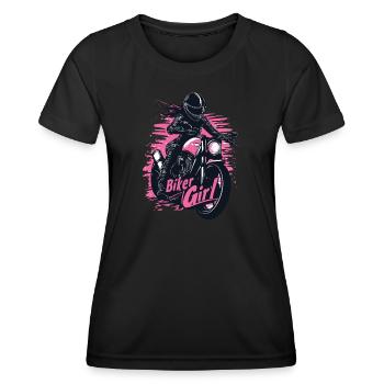 Biker Girl Geburtstag Motorrad Geschenk Bikerin - Frauen Funktions-T-Shirt - Schwarz - Vorne - AI Model Female 172 light (172cm)
