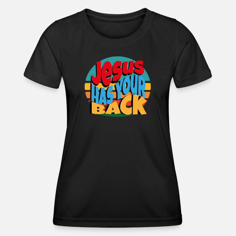 Jesus has Ur Back - Women's Functional T-Shirt - black