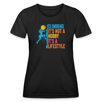 Klettern - es ist kein Hobby. Es ist ein Lebensstil - Frauen Funktions-T-Shirt - Schwarz - Vorne - AI Model Female 172 light (172cm)