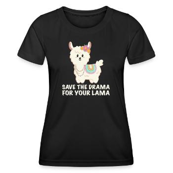 Save the drama for your lama - Frauen Funktions-T-Shirt - Schwarz - Vorne - AI Model Female 172 light (172cm)