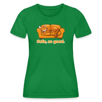 Sofa, So Good Cat Nap - Women's Functional T-Shirt - kelly green - Front - AI Model Female 172 dark (172cm)