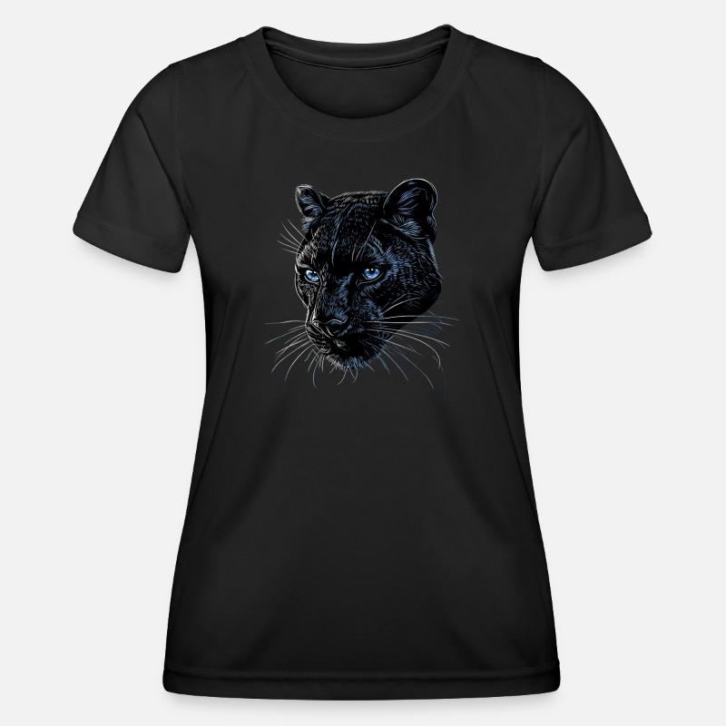 Panther Leopard Raubkatze Süße Großkatze Panter - Frauen Funktions-T-Shirt - Schwarz