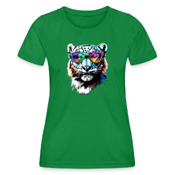 Schneeleopard Panther Raubkatze Großkatze Leopard - Frauen Funktions-T-Shirt - Kelly Green - Vorne - AI Model Female 172 dark (172cm)