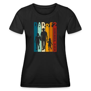 Papa & Töchter Geschenk Vintage Design Vatertag - Frauen Funktions-T-Shirt - Schwarz - Vorne - AI Model Female 172 light (172cm)