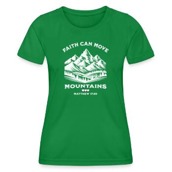 Belief in Mountains Motif - Women's Functional T-Shirt - kelly green - Front - AI Model Female 172 dark (172cm)