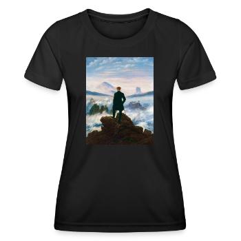 Vagabond au-dessus de la mer de brouillard Caspar David Friedrich - T-shirt sport Femme - noir - Devant - AI Model Female 172 light (172cm)