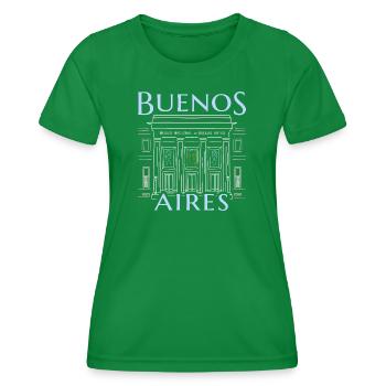 Buenos Aires, Argentina, Drawing Art Museum - Women's Functional T-Shirt - kelly green - Front - AI Model Female 172 dark (172cm)