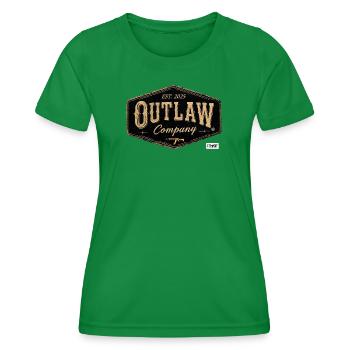 Outlaw Company Vintage Patch - Women's Functional T-Shirt - kelly green - Front - AI Model Female 172 dark (172cm)
