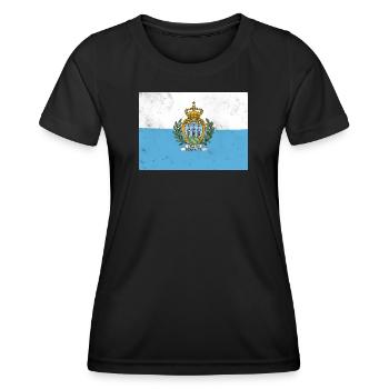 Flagge von San Marino - Frauen Funktions-T-Shirt - Schwarz - Vorne - AI Model Female 172 light (172cm)