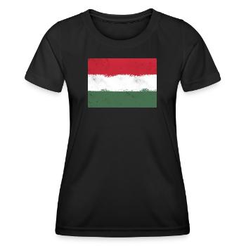Flagge von Ungarn - Frauen Funktions-T-Shirt - Schwarz - Vorne - AI Model Female 172 light (172cm)