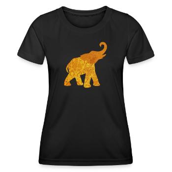 Yoga Mandala Meditation Indien Elefant om Namaste - Frauen Funktions-T-Shirt - Schwarz - Vorne - AI Model Female 172 light (172cm)