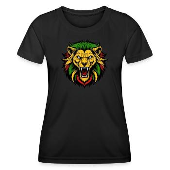 Lebendiger Löwenkopf Tattoo Stil - Frauen Funktions-T-Shirt - Schwarz - Vorne - AI Model Female 172 light (172cm)