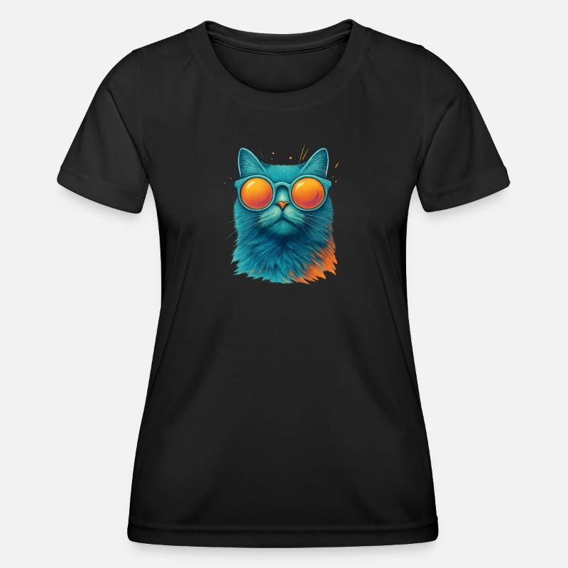Cool Cat in Sunglasses - Women's Functional T-Shirt - black
