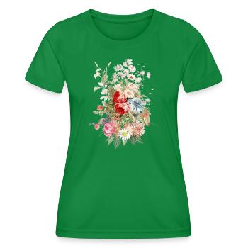 Elegantes Vintage-Blumenstrauß-Design - Frauen Funktions-T-Shirt - Kelly Green - Vorne - AI Model Female 172 dark (172cm)