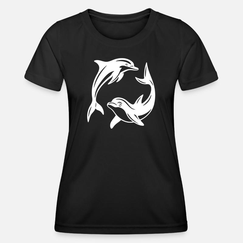 Dolphin Circle Design for Eco-Friendly Apparel - Women's Functional T-Shirt - black