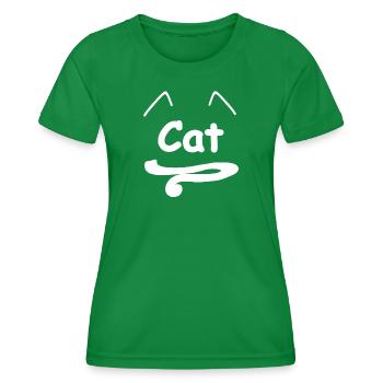 cat, sprüche, ohren, schwanz - Frauen Funktions-T-Shirt - Kelly Green - Vorne - AI Model Female 172 dark (172cm)